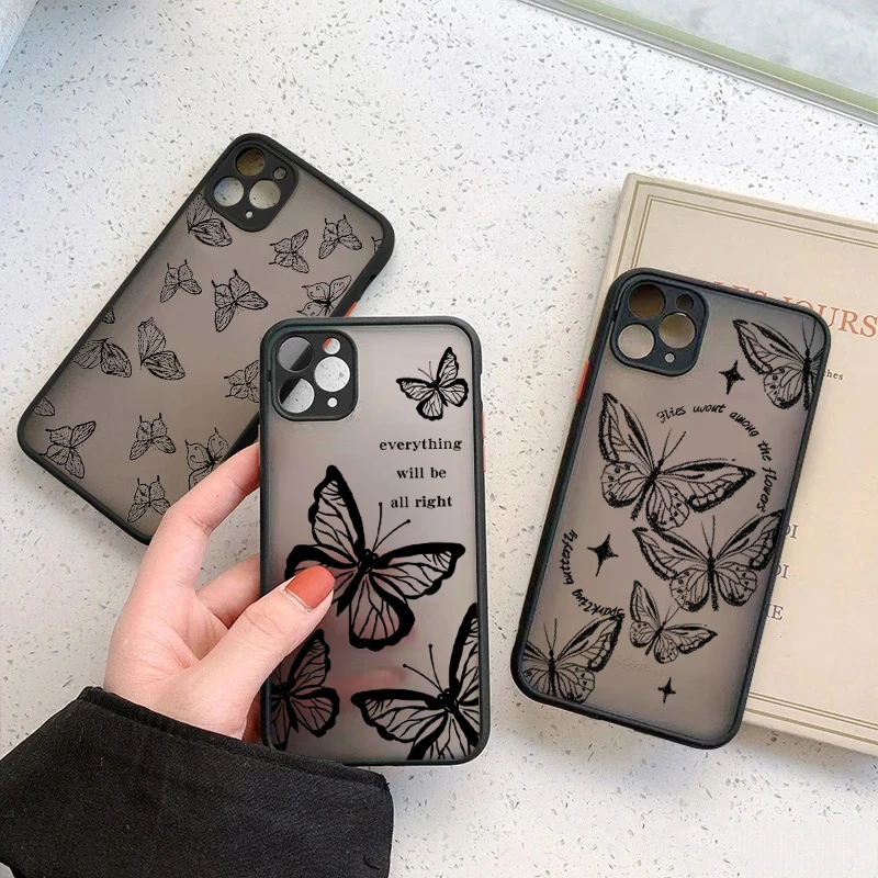 Butterfly Printed Matte Hard Phone Case For Xiaomi Redmi Note 12 13 Pro Plus 13C 12C 10C 4G 10 10s 11S 12S 9S 11 9 Pro 5G Cover