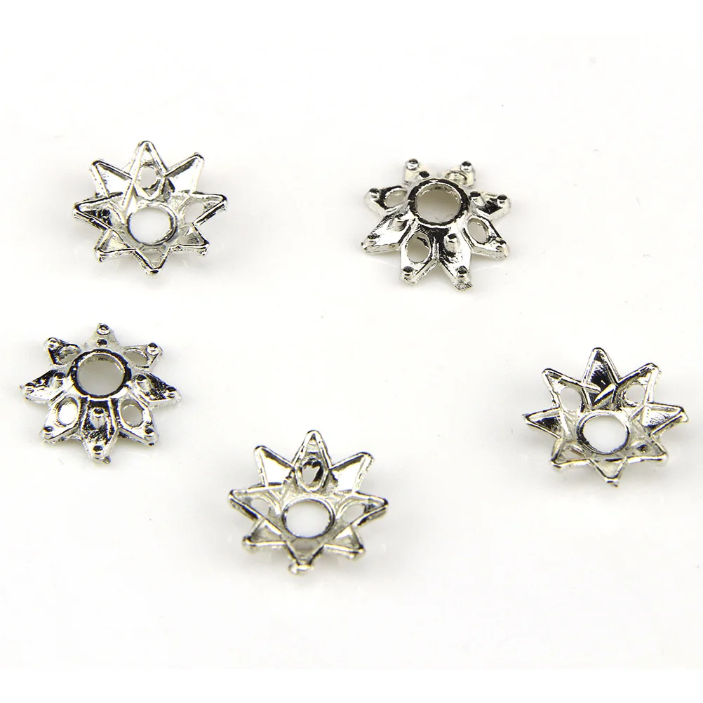 

300 Pcs Bead Pendant Accessories Flower Charms Jewelry Mixed Pendants Tibetan Silver Metal Spacer Beads