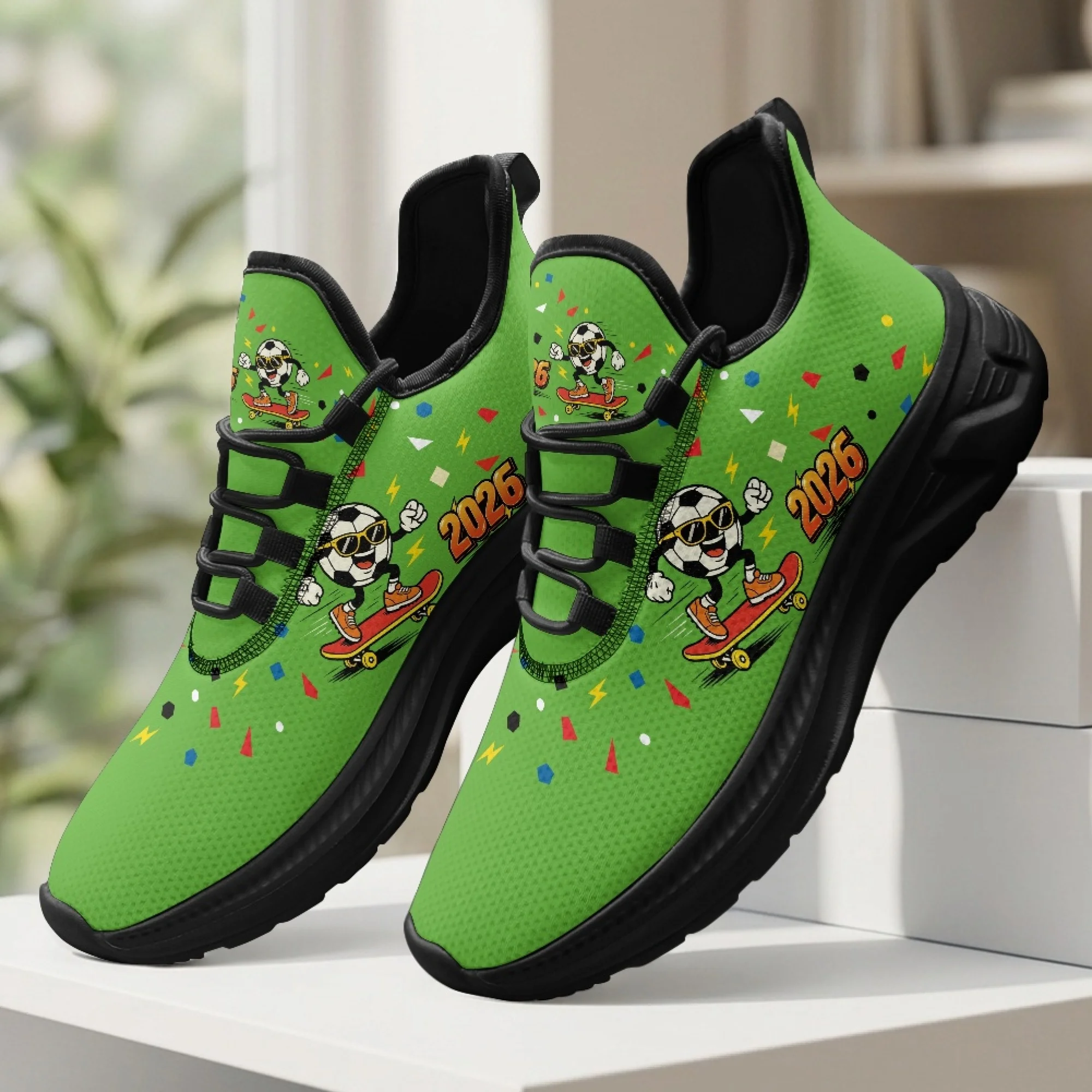 XIXIRIMIDO Cartoon Soccer Womens Walking Shoes Breathable Football Sneakers Mens Gym Sports Casual Fashion Shoes Trainers Shoes