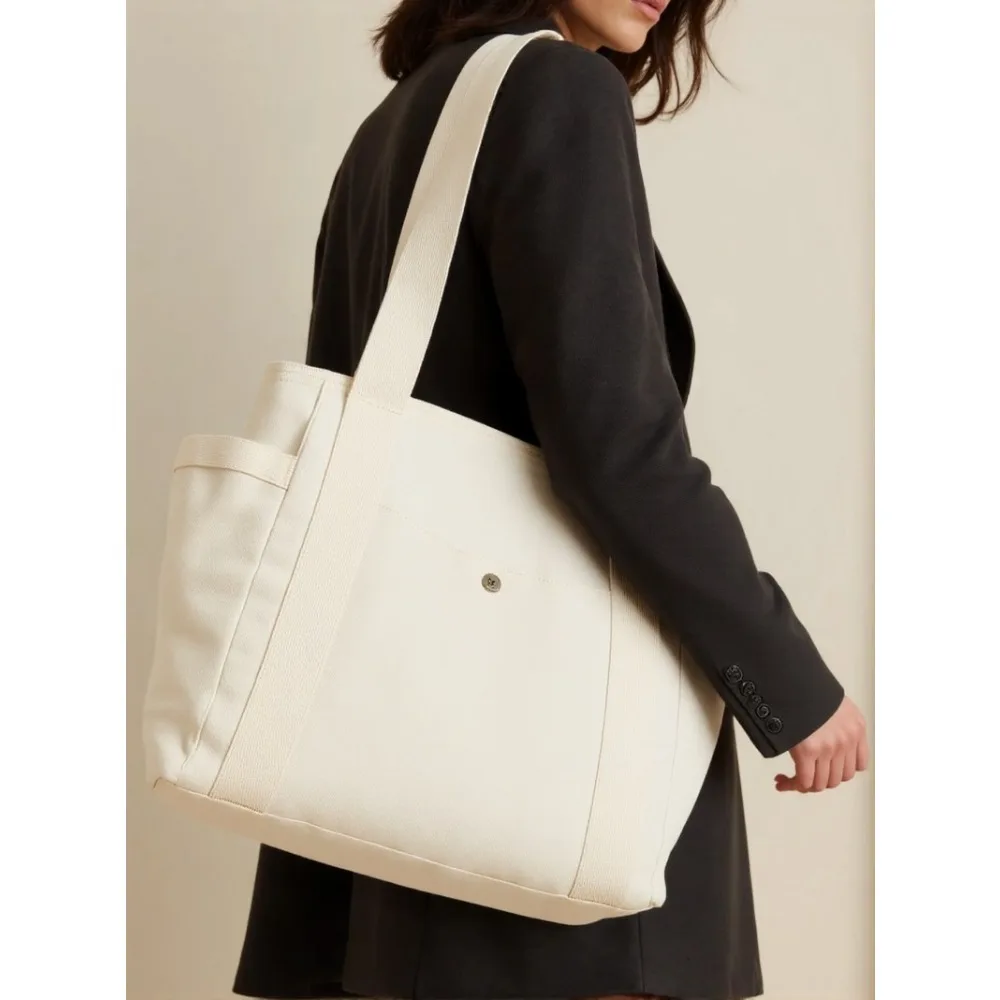 

Canvas Women's Shoulder Bag Large Capacity Multiple Outer Pocket Zipper Tote Bag Student Handbag Shopping,Portable Bag,Gifts