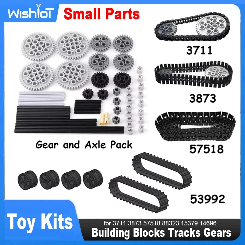 Legoeds-compatible Technical Tracks and Wheels Pack Gears and Axle Set Tank Chain Crawler for 3711 3873 57518 88323 15379 14696