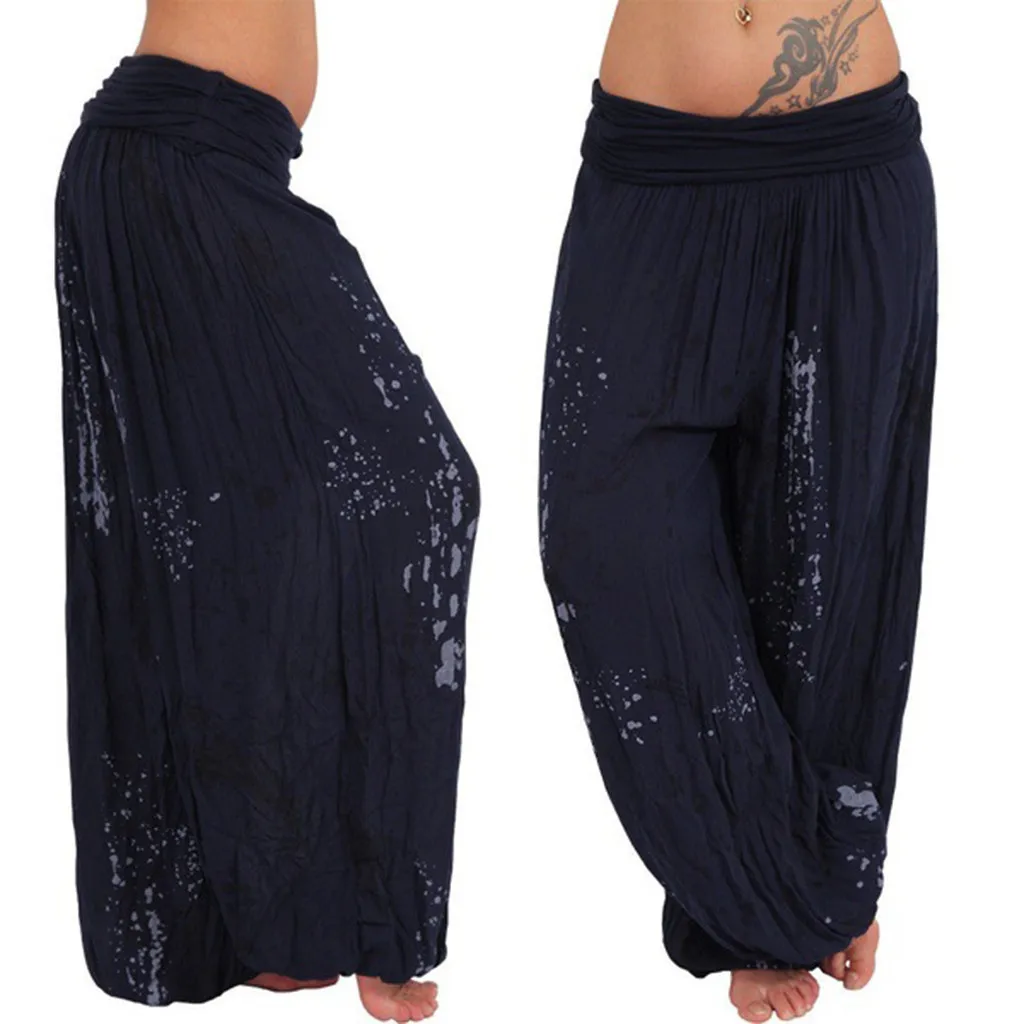 Pantalon de yoga à imprimé floral Boho pour femme, large ceinture élastique, jambe large adt, fjLady, grande taille, pantalon de survêtement Baggy, été