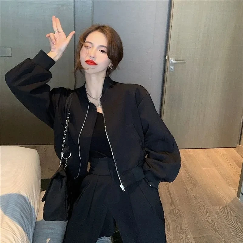 2026 Spring Autumn New Short Cardigan Jacket Women Korean Casual Zipper Coat Female All-Match Outwear Lined Baseball Ladies Tops