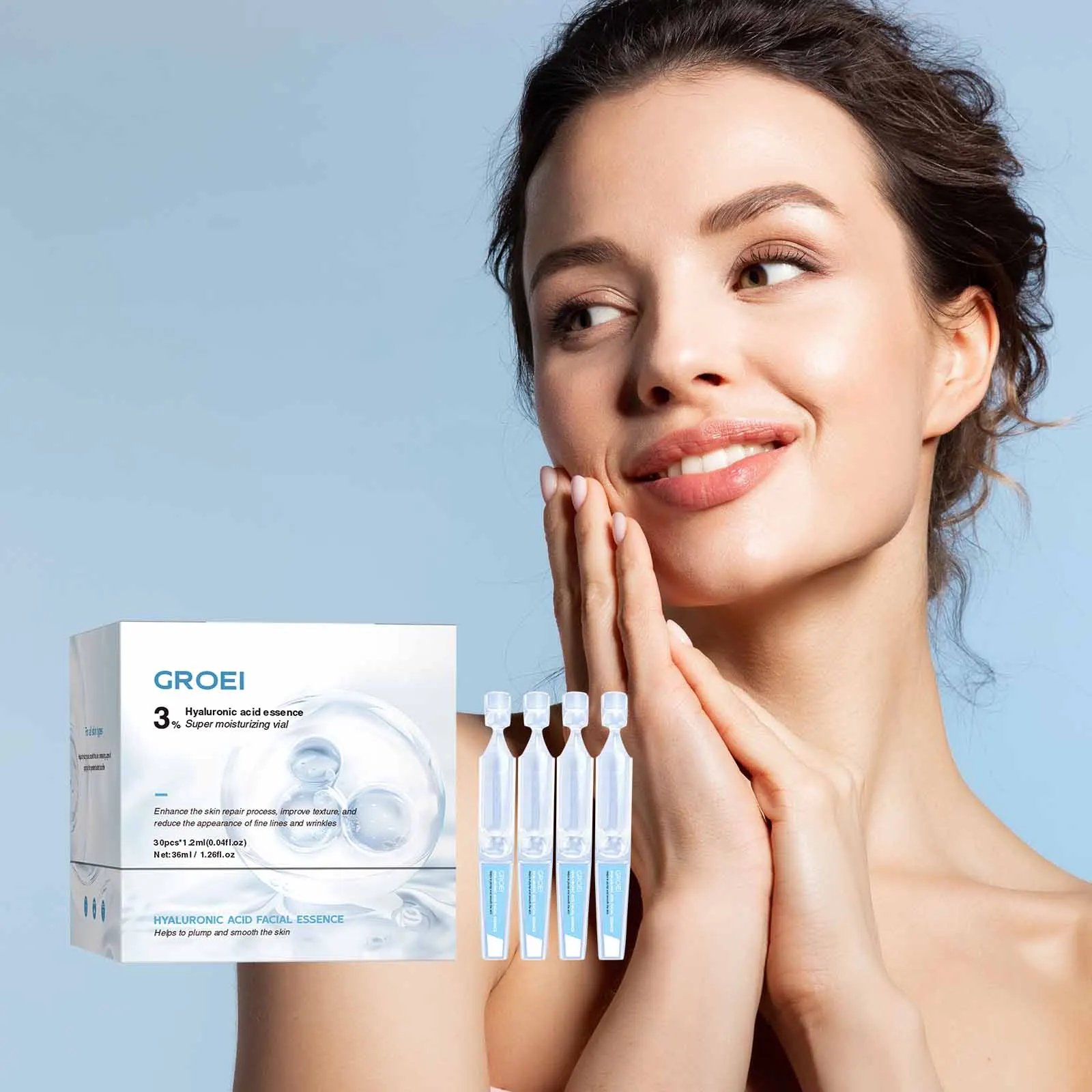 

30pcs/box Hyaluronic Acid Serum for Face Moisturizing Firming Hydrating Facial Essence Quick Absorption for Sensitive Skin Care