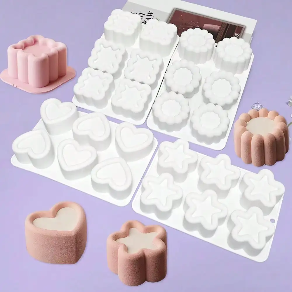 Silicone Star Heart Flower Candy Cake Mold French Mousse Soap Mold Baking Tools Multicavity Groove Chocolate Baking Set