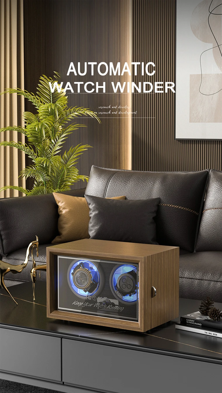 IBBETON Luxus-Uhrenbeweger aus Holz, High-End, 2 4, 6 Fächer, automatische Uhrenbox mit Mabuchi-Stummschaltungsmotor, Uhrenschrank, Uhrenaufbewahrung – Detail 12
