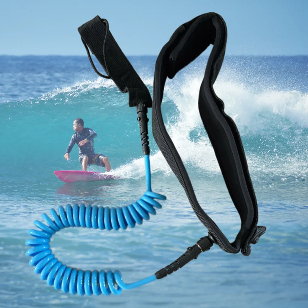 Coiled Leash Maximum Tensile Length Up To 10 Feet Surfboard Waist Rope Adjustable Coiled Surfing Leash for Stand Paddle Boards