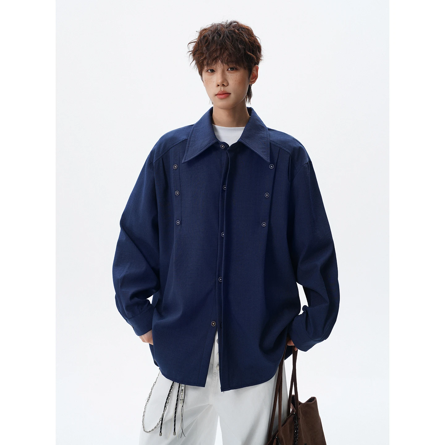 2026 Spring and Autumn Men's Casual Shirt New Comfortable High Quality Fashionable Trendy Collar Long Sleeve Cargo Shirt Jacket