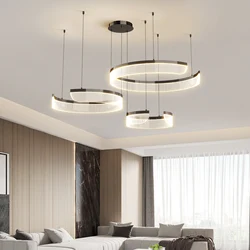 Modern Semicircular Acrylic Ring Led Pendant Light Minimalism Circle Living Dining Room Chandelier Lighting Bedroom Hanging Lamp