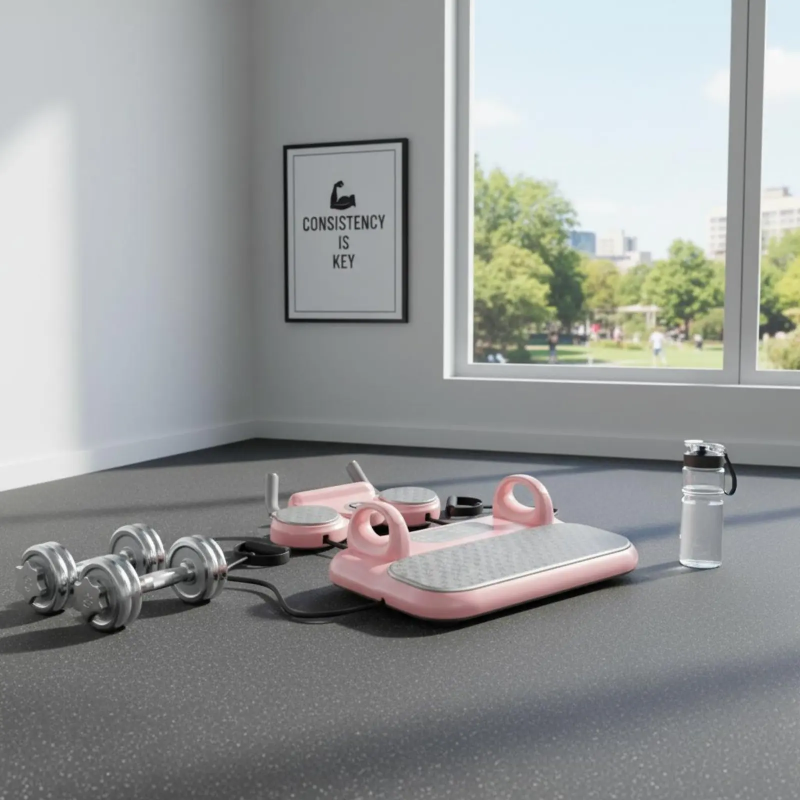 Planche de fitness multifonctionnelle antidérapante pour exercices abdominaux et musculation supérieure avec retour élastique automatique