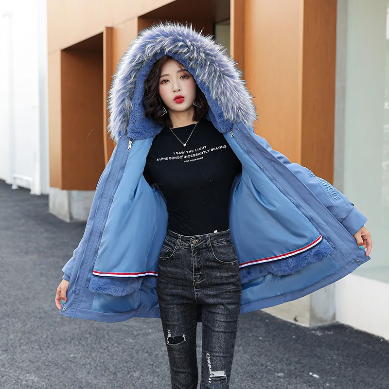 Women's 2024 Winter New Loose Warm Detachable Padded Cotton Coat Large Size 3xl Female Faux Wool Collar Thick Warm Parkas Jacket