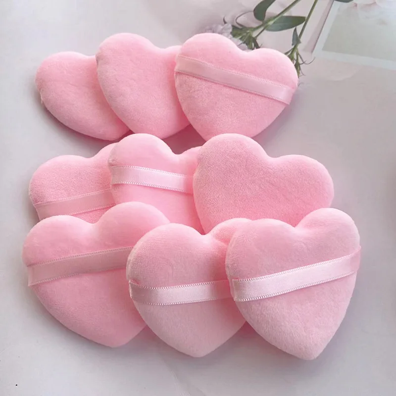 8Pcs Rosa Herz-Förmigen Lose Pulver Puffs Tragbare Weiche Samt Make-Up Schwamm Rouge Pulver Puff Gesichts Make-Up-Tools