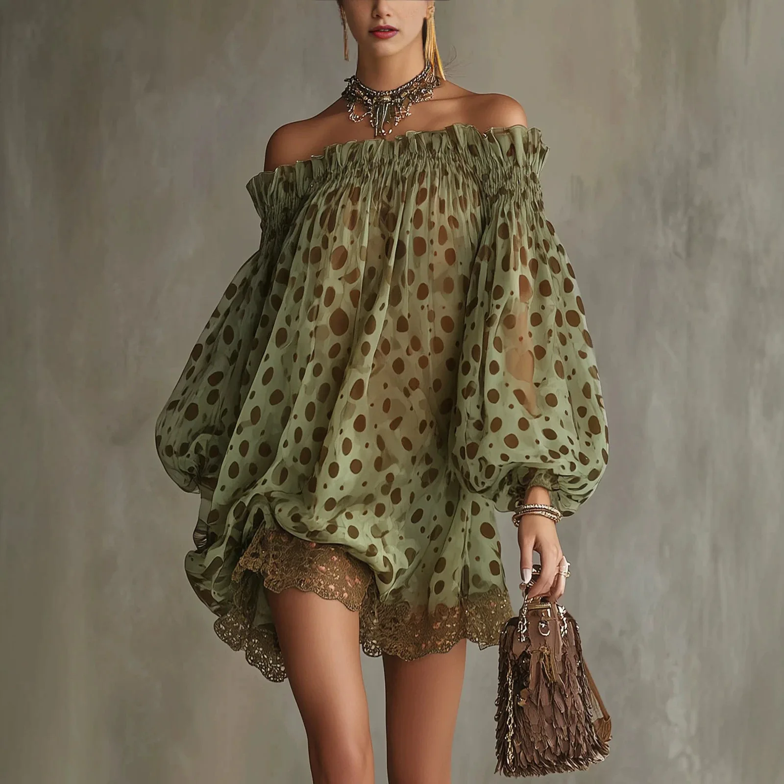 2026 Sommer Neue Mode Damen Elegantes Cocktail-Kurzkleid Schulterfreies Puffärmel-Kleid mit Spitzensaum Locker Sitzendes Abend-Minikleid
