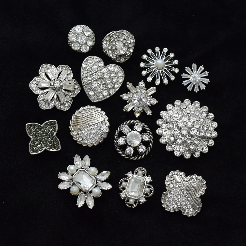 Retro Series Buttons 10Pcs/Lot Exquisite Simple Rhinestone Encrusted Buttons For Sewing Clothing Diy Accessorie