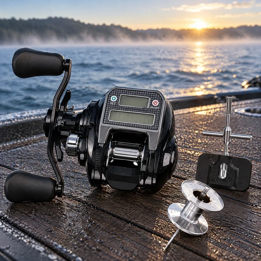 /Digital /Display /Baitcasting Reel 7.3:1 Gear Ratio 5+1 Bearings USB Solar Charge Magnetic Brake For Boat For Bridge Raft Ice F