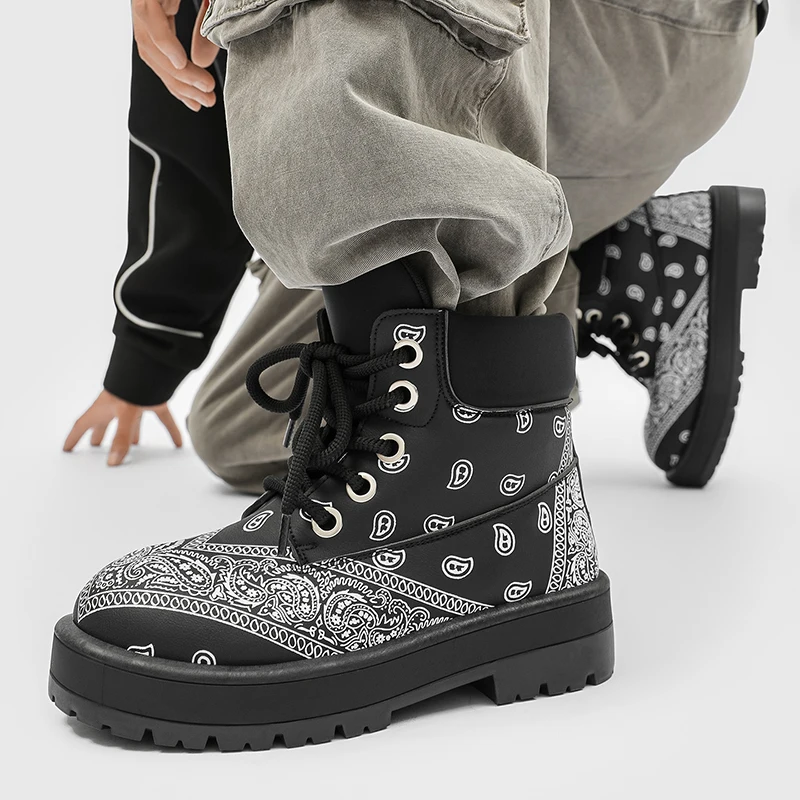 

Men Casual Sneakers Luxury Designer Boots Leather High-Top Thick Bottom Shoes Female Tennis Outdoors Walking Shoes