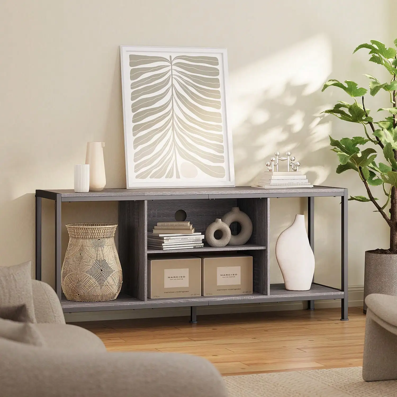 TV Stand For TV Up To 65 Inch, TV Cabinet With Open Shelves Storage, 3-Tier Gaming Entertainment Center For Game, Wooden