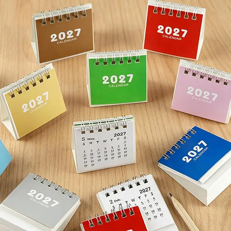 2027 Pocket Desk Calendar Mini Portable Compact Size Desktop Calendar Perfect for Home Office School Daily Use