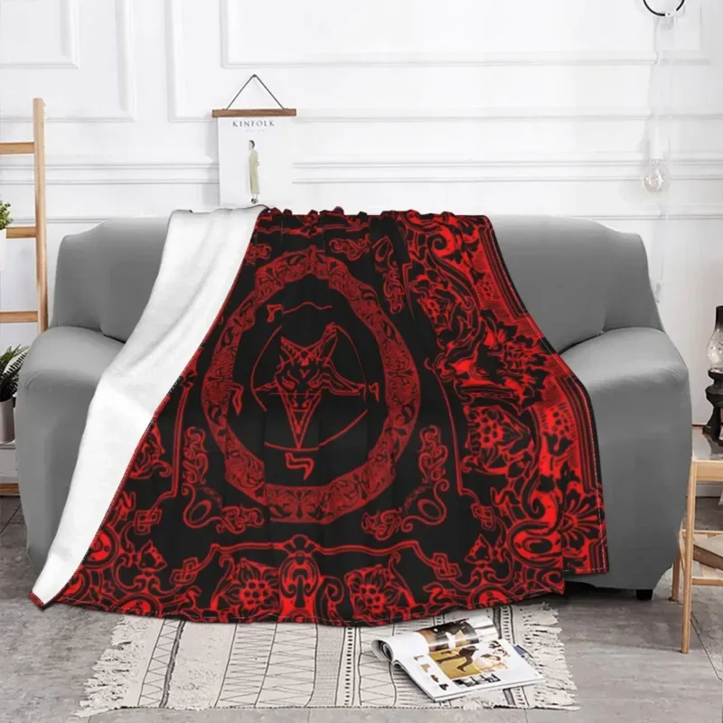 The Sabbatic Goat Baphomet Blankets Warm Flannel Satanic Occult Pentagram Throw Blanket for Bedding Couch Quilt