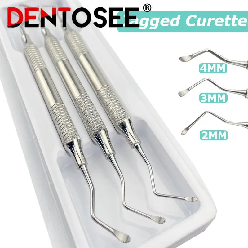 3Pcs/Set Dental Curette Professional  Jagged Curettes Dental Scaler Gracey Bone Curette Implant Instrument Tools