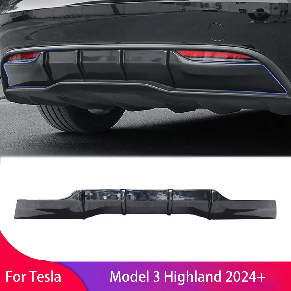 

ABS Car Rear Bumper Chassis Spoiler Lip Protection for Tesla Model 3 Highland 2024+Diffuser Deflector Rear Bumper Surround