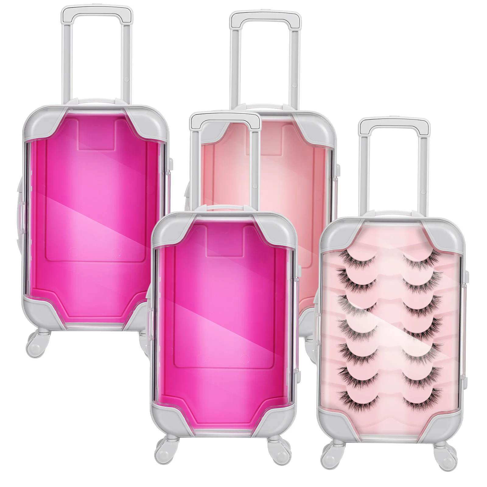 

Travel Makeup Box 4 Pcs Mini Suitcase Case Small Luggage Container for Women Portable Beauty Organizer Pink