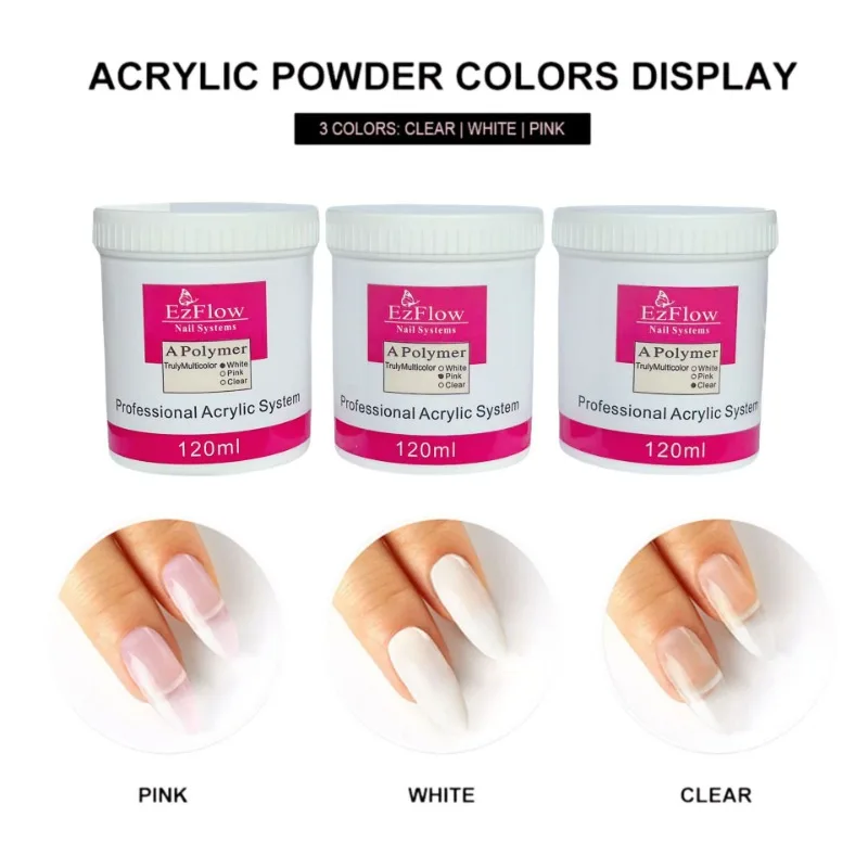 120G Professional New Nail polvere acrilica trasparente rosa bianco intaglio Crystal Polymer Builder Nails Extension Art Dust con scatola