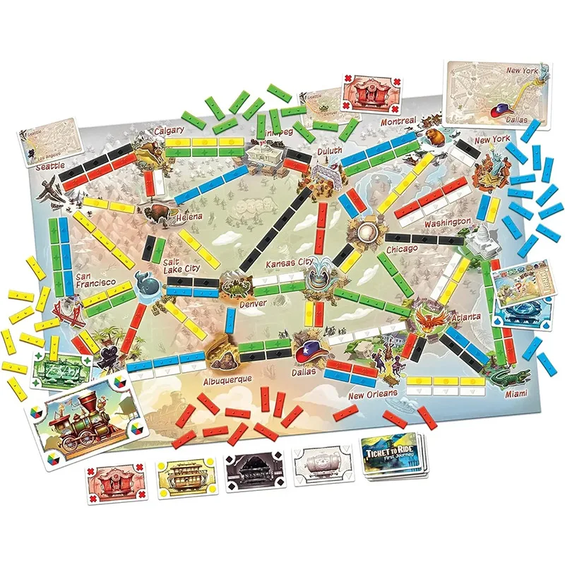 Ticket to Ride First Journey Board Game English Family Multiplayer Friends Party Play Cards Game Plot Collection Toys Gifts