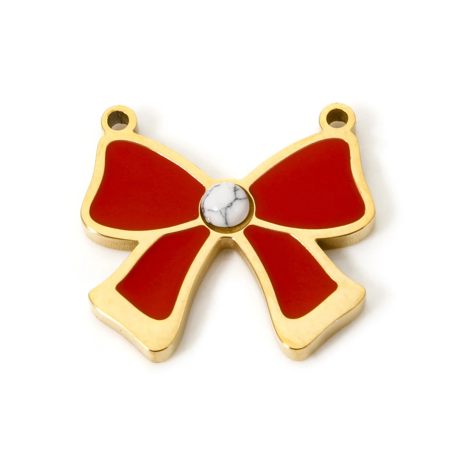 

1pc Stainless Steel Connectors Gold Color Butterfly Red Enamel Charms For Women DIY Necklace Bracelet Jewelry Gift 18mm x 16.5mm