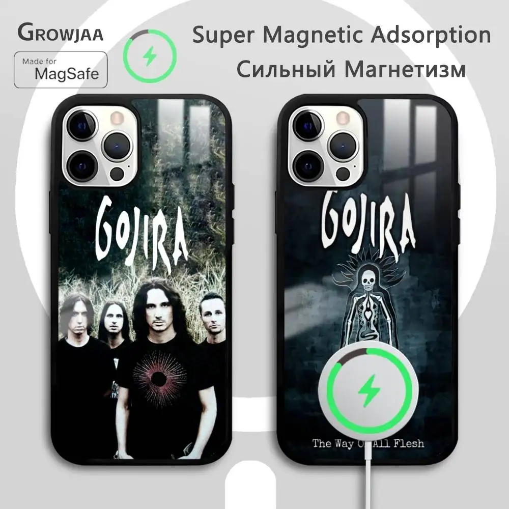 

Progressive Metal G-Gojira Phone Case For iPhone 16 15 14 13 12 11 Pro Max Plus Mini Magsafe Mirror Wireless Magnetic Funda