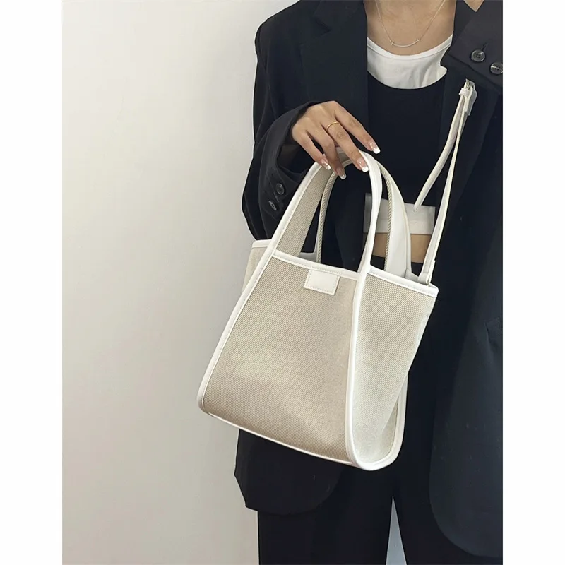 Canvas Bag, New Water Bucket Bag, Fashionable and Versatile, One Shoulder Art, Simple and Commuter Handheld Crossbody  Bag