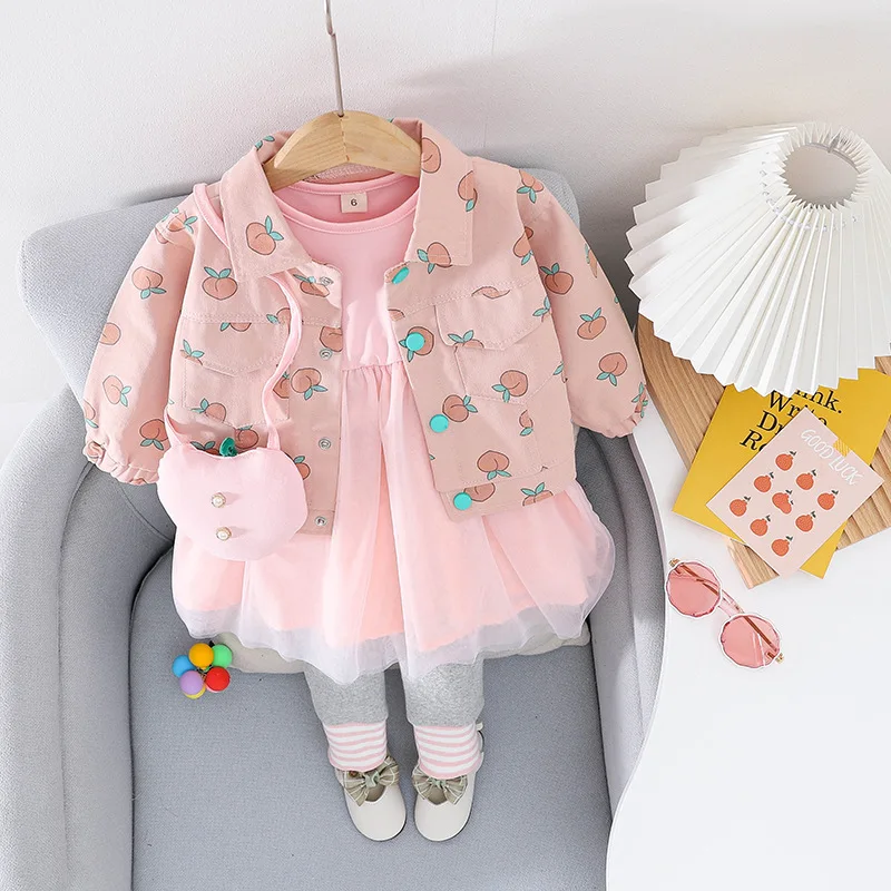 

Spring fall newborn baby girls clothes outfit sets jacket tutu dress leggings suit for 1 year baby birthday girl's clothing sets