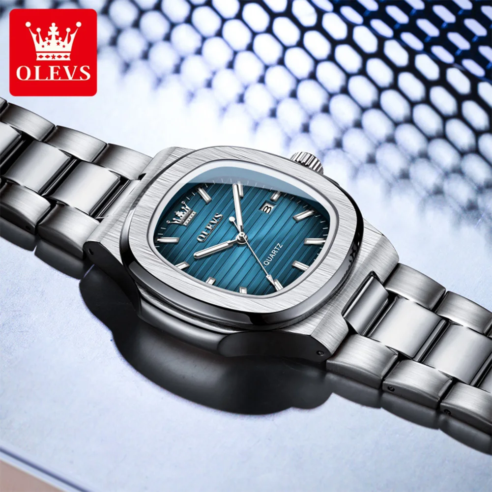 

OLEVS Топ Элитный Бренд Мужские Часы Спортивные Водонепроницаемые Светящиеся Дата Мужские Наручные Часы Высокого Качества Кварцевые Мужские Часы С Квадратным Циферблатом