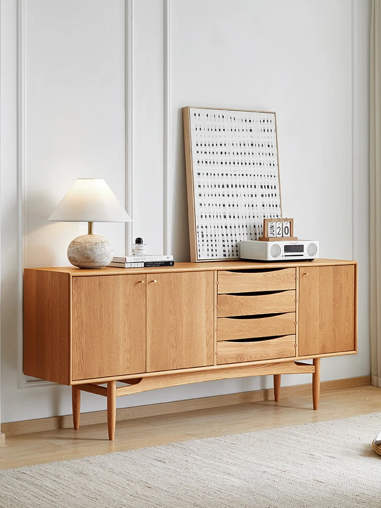 

White oak dining sideboard against the wall, modern and simple Nordic high-end foyer partition storage cabinet