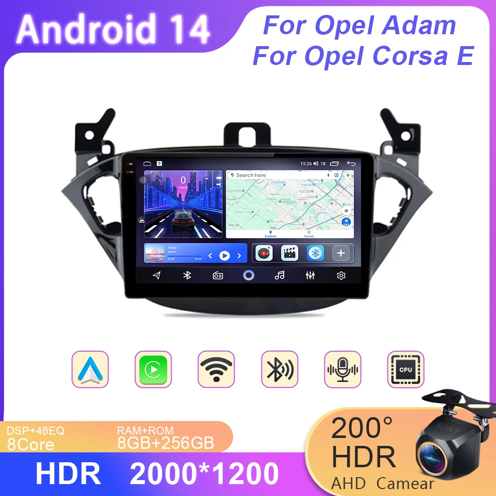 

Carplay For Opel Adam for Opel Corsa E Multimedia Player GPS Navigation No 2din DVD Android HDR QLED Screen Dash Cam Android