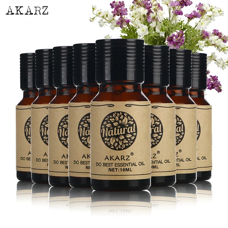 

AKARZ Aromatherapy Essential Oil Set - Lotus Violet Neroli Bergamot Vanilla Frangipani Apple Cypress - 10ml*8