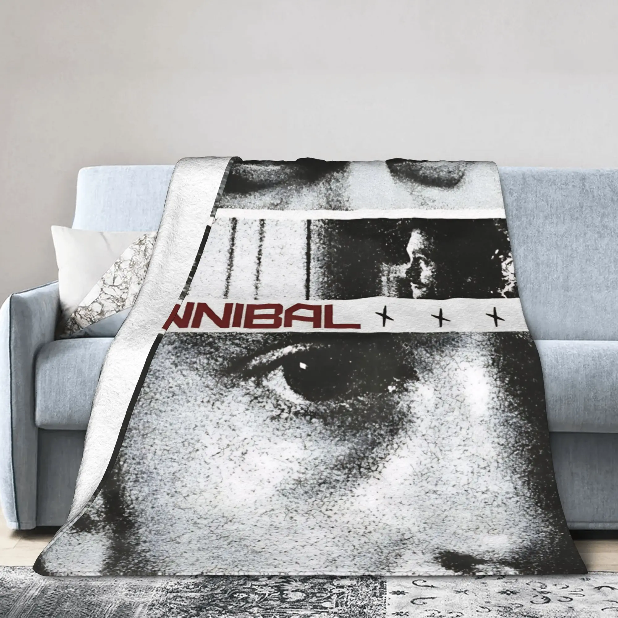 Hannibal poster design  Knitted Blanket Mads Mikkelsen Flannel Throw Blankets Airplane Travel Personalised Lightweight Bedsprea,