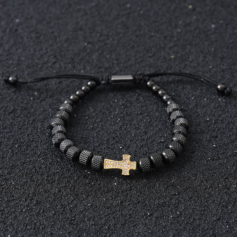 Luxury Cross Charms Man Bracelet For Women Stainless Steel Beads Handmade Jewelry Gift