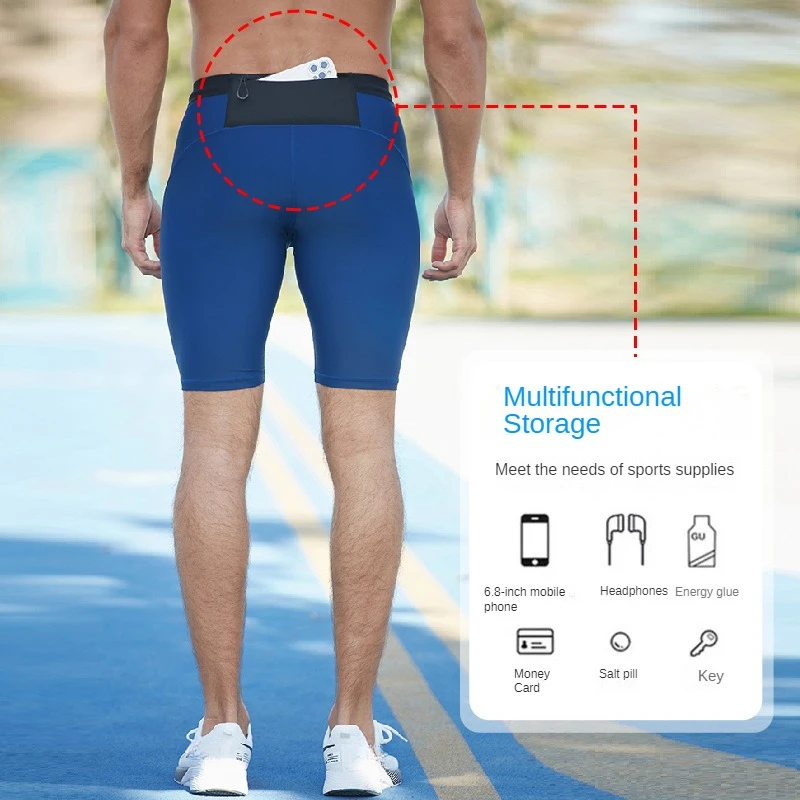 Męskie sportowe obcisłe spodenki szybkoschnące bieganie Fitness joga koszykówka kompresyjne legginsy treningowe spodnie spodenki gimnastyczne