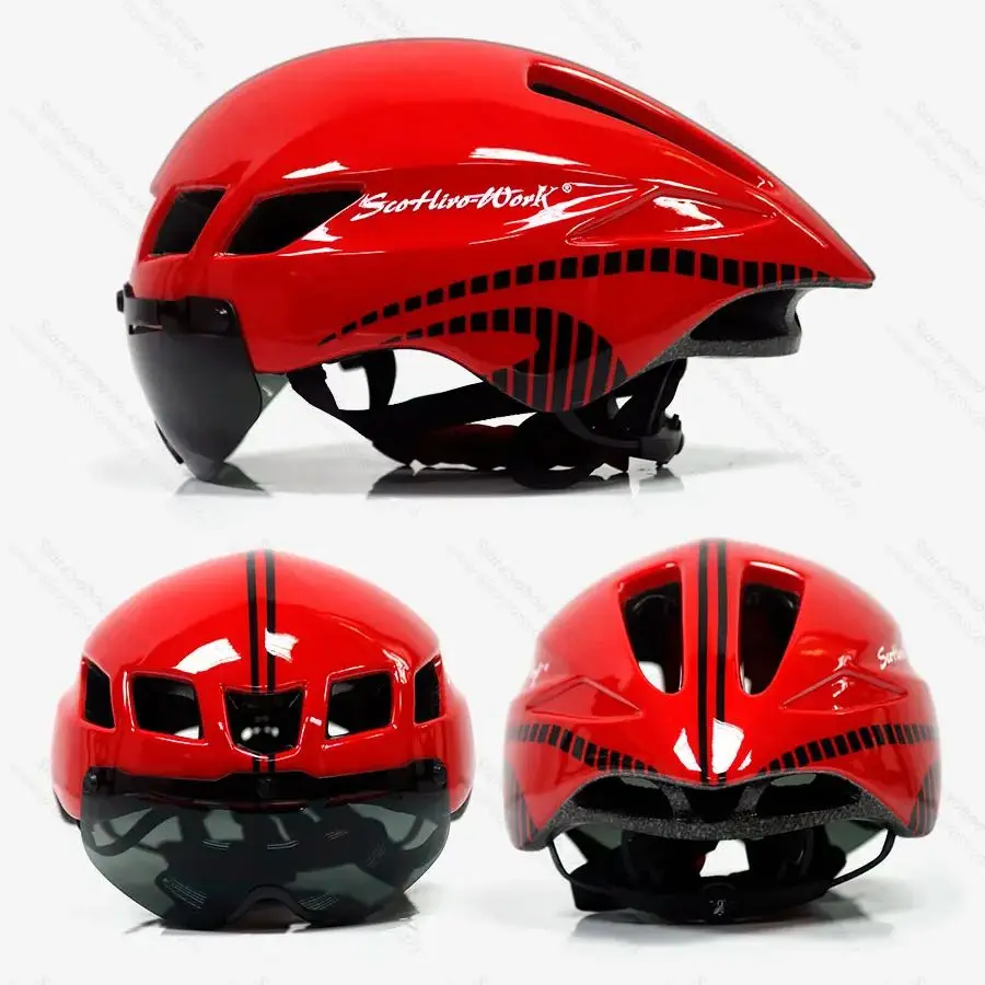 bicycle helmet men Casco Ciclismo road mtb mountain bike Triathlon tt cycling helmet lens goggles equipe capacete da bicicleta