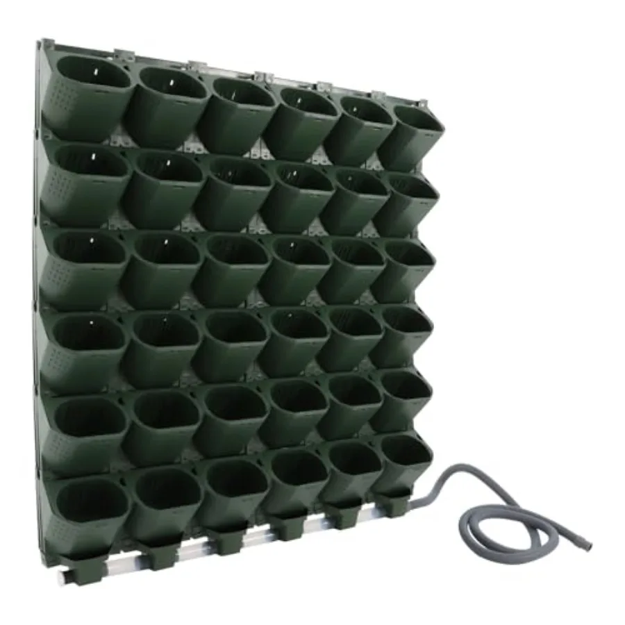 Self-Watering Wall Mounted Vertical Planter For Herbs Vegetables Fruits Flowers, Plastic Black With Smart Timer Watering System