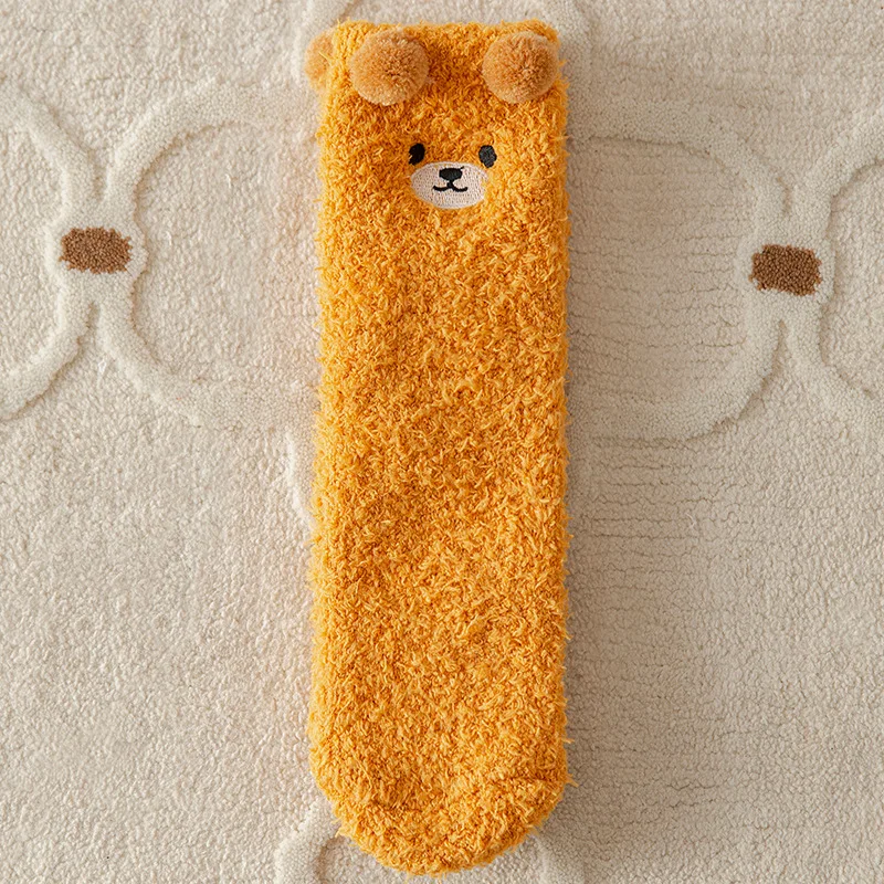 Frauen Winter Warme Flauschige Socken Hause Boden Schlaf Kawaii 3D Bär Niedlichen Tier Dicke Fleece Fuzzy Socke Japanische Mode Koreanischen Stil – Detail 16