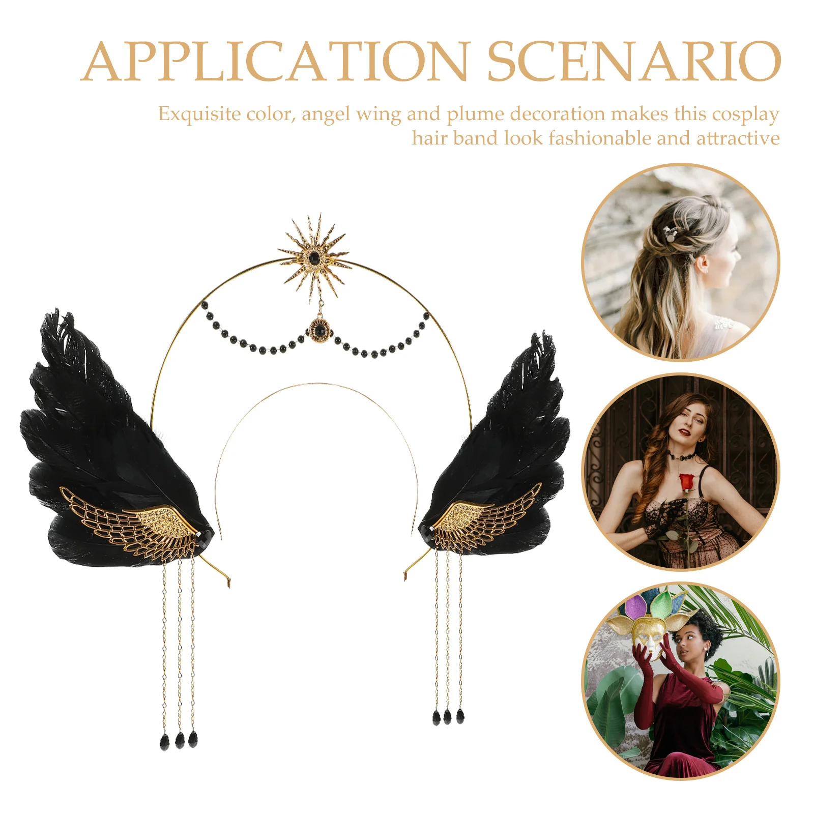 

Повязка для волос для взрослых и женщин, повязка на голову с готической короной и шлейфом, повязка на голову для Хэллоуина, косплей, головной убор, повязка для волос