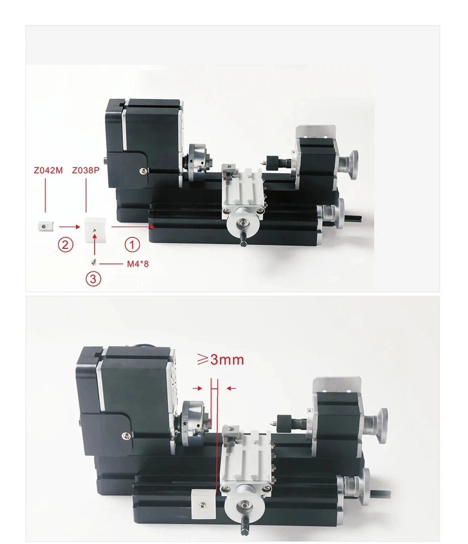 TZ20002M Mini Metal Lathe 5A 60W CNC DIY Woodworking Lathe Machine 12000RPM/min Variable Speed Milling Bench Top Digital Lathe