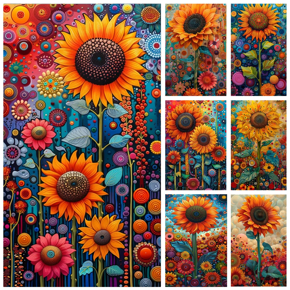 Colorful Sunflower 5d diy Diamond Painting Mosaic Cross Stitch Full Round Diamond Art Embroidery Large Size Living Room Decor