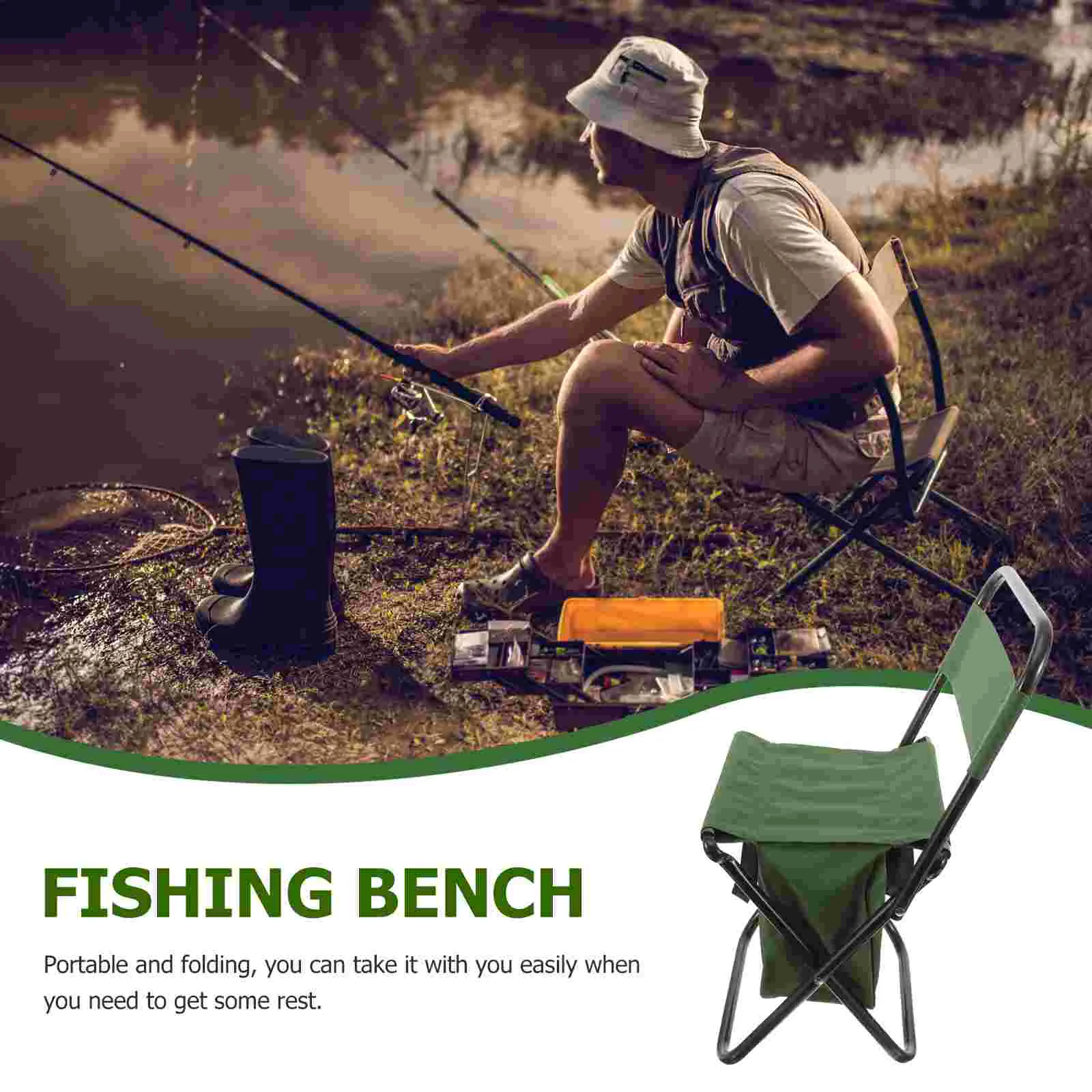 Outdoor Folding Chair Storage Bag Stool Backrest Green Table and Chairs Barbecue Foldable Portable Camping Tables