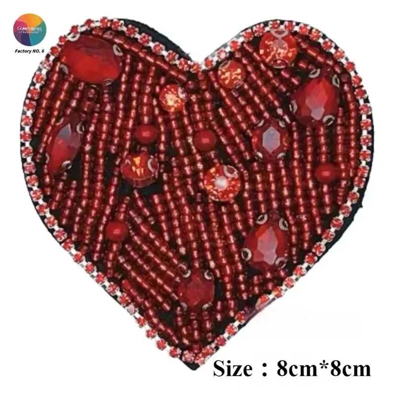 New Spot Handmade Beaded Rhinestone Butterfly Cloth Sticker, Clothing Luggage Versatile Patch Sticker, Peach Heart DIY Cloth Sti