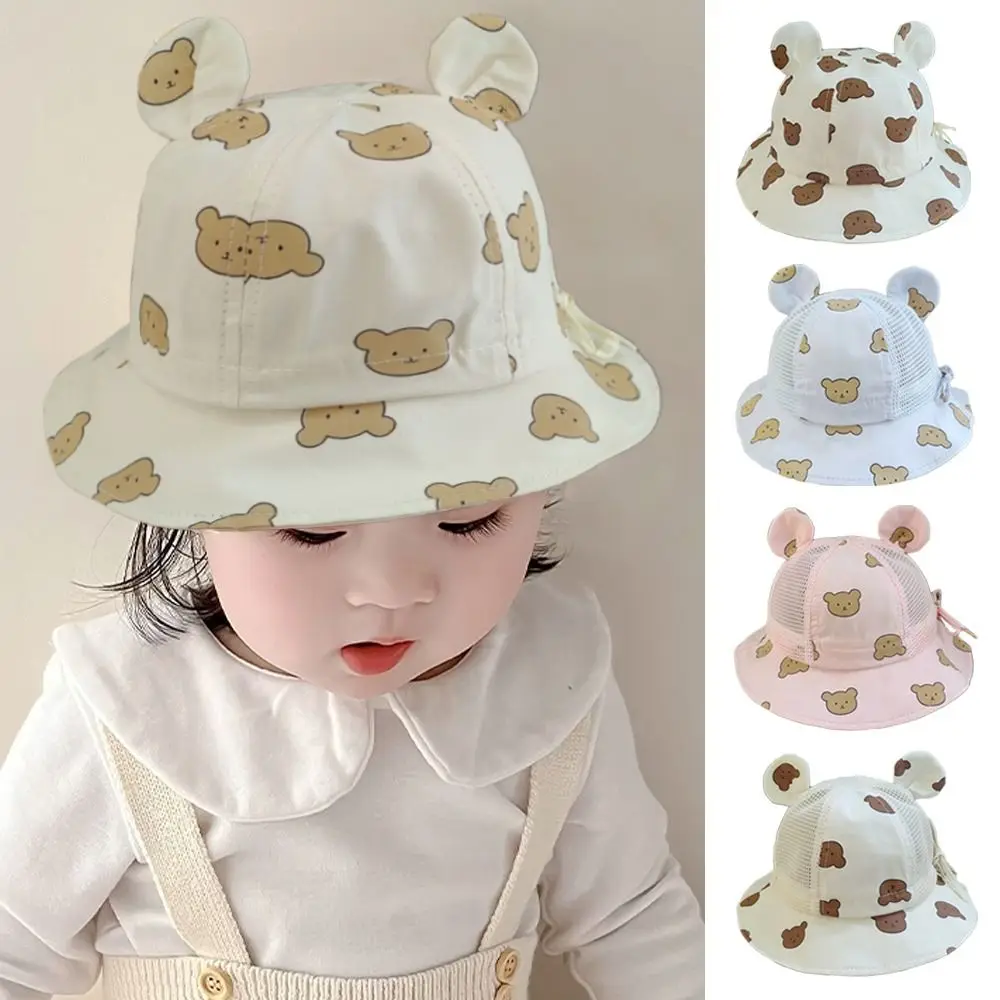 

Cotton Baby Bucket Hat Outdoor Cute Cartoon Kids Sun Cap UV Protection Breathable Panama Hat Toddler