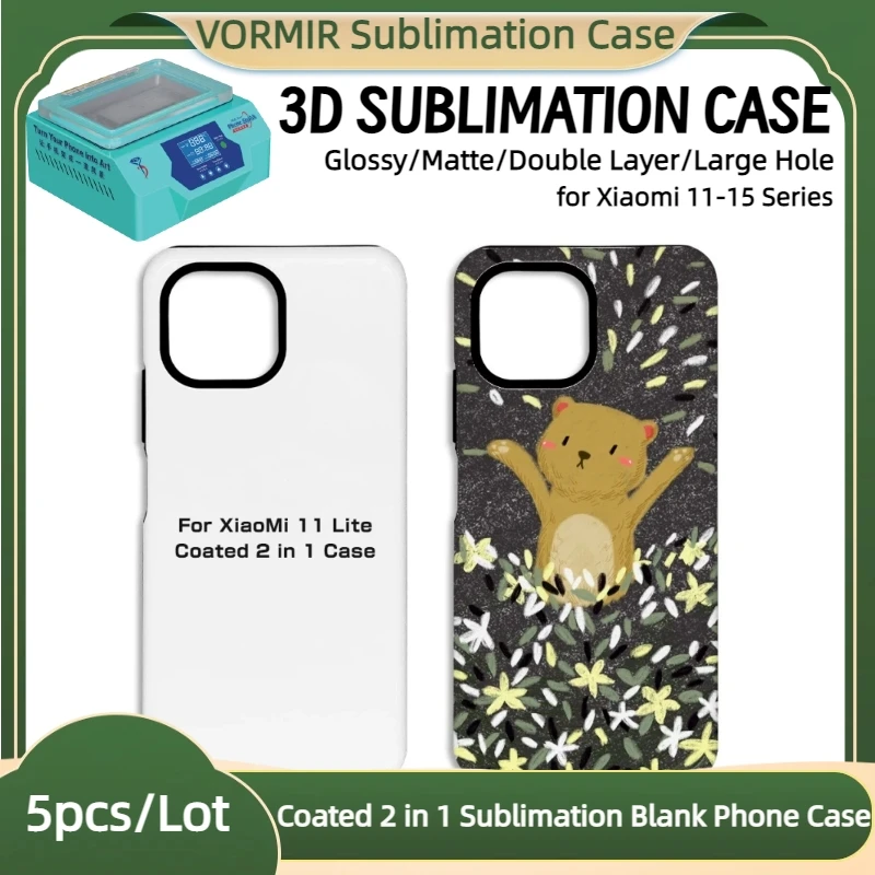 

VORMIR 5pcs Coated 2 in 1 3D Sublimation Phone Case for Xiaomi 11 12 13 14 15 Pro Ultra Lite Thermal Heat Transfer Blanks Cover