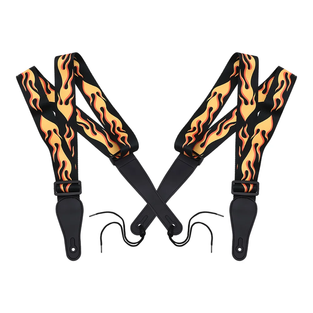 

2 Pcs Guitar Strap Bass Straps Adjustable Electric Cotton Polyester Printing Acoustic